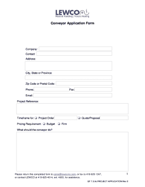 Conveyor Application Form