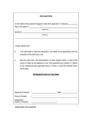 Trademark Declaration Form