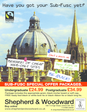Oxford University Sub-Fusc Order Form