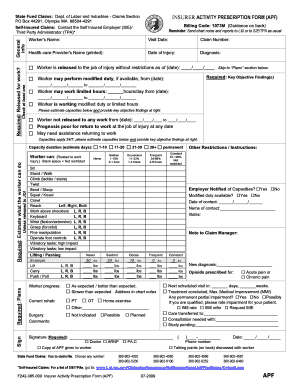 Insurer Activity Prescription Form (APF)