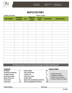 Formulaire de modification A