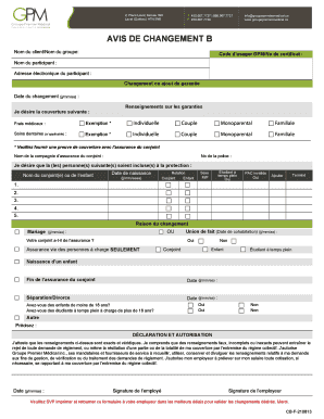 Avis de changement B