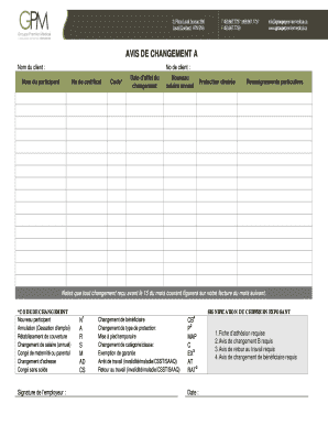 Avis de changement
