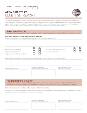 Area Director's Club Visit Report