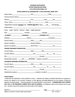 Advanced Care OB/GYN Patient Registration Form