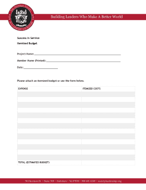 Itemized Budget Form