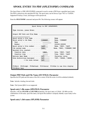 Spool Entry to PDF Command