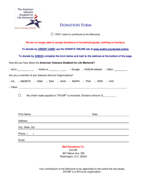 Donation Form - The American Veterans Disabled for Life Memorial - avdlm