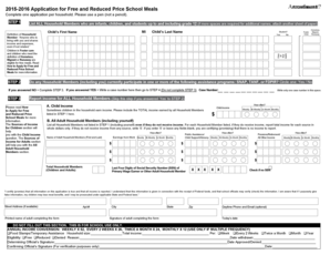 2015-2016 Application for Free and Reduced Price School Meals