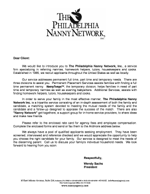 Family Application for Nanny Services
