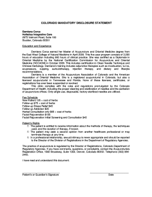 Colorado Mandatory Disclosure Statement