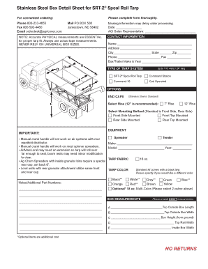 SRT-2 Spool Roll Tarp Order Form