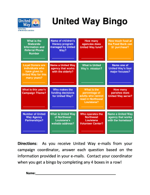 United Way Bingo Game