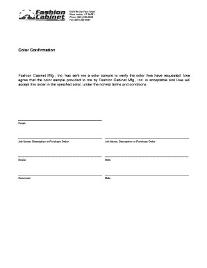 Color Confirmation Form