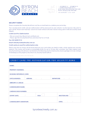 Security Bond Form for Rental Property