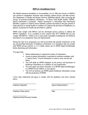 HIPAA Compliance Form