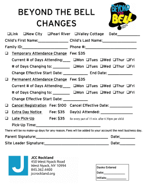 Beyond the Bell Attendance Change Form