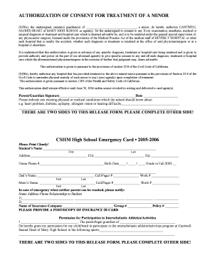 Authorization of Consent for Treatment of a Minor
