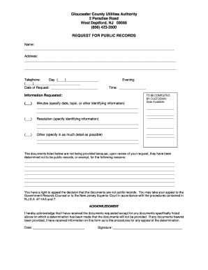New Jersey Public Records Request Form