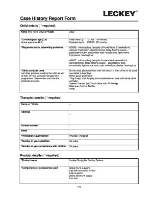 Child Case History Report Form