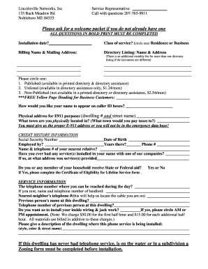 Lincolnville Networks Telephone Service Application