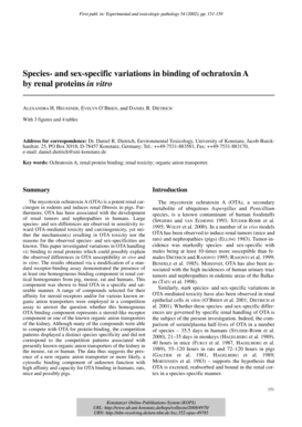 Attendance register for a meeting - Species- and sex-specific variations in binding of ochratoxin A by renal proteins in vitro