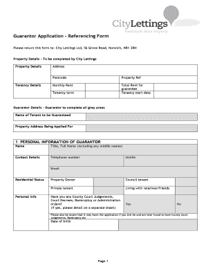 Guarantor Application Form