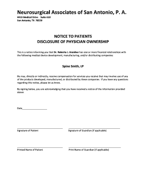 Notice of Physician Ownership Disclosure