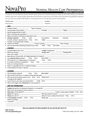 Nursing Health Care Professional Interview Guidelines
