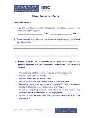 Client Evaluation Form