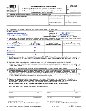 IRS Form 8821 Tax Information Authorization