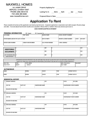 California Rental Application Form