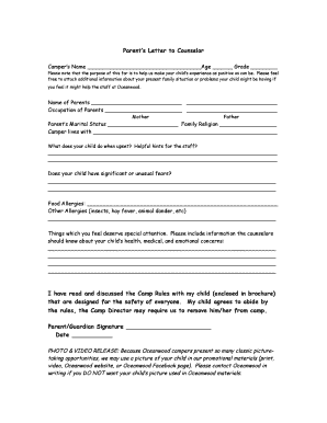 Parent's Letter to Counselor