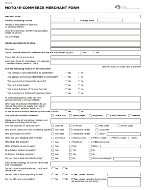 MOTO/E-Commerce Merchant Form