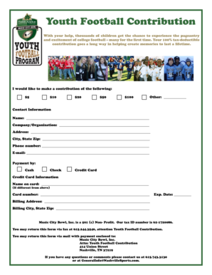 Youth Football Contribution Form