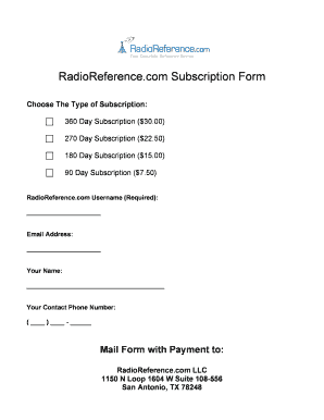 RadioReference Subscription Form