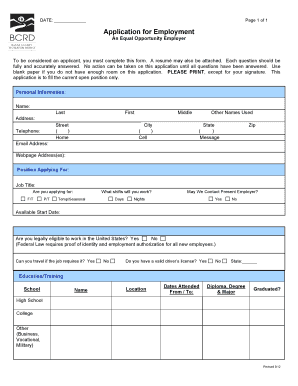 Application for Employment
