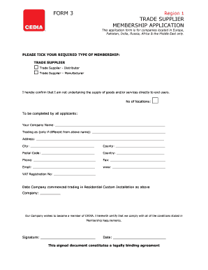 CEDIA Trade Supplier Membership Application