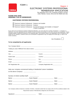 Electronic Systems Professional Membership Application
