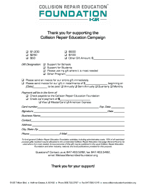 Collision Repair Education Foundation Donation Form