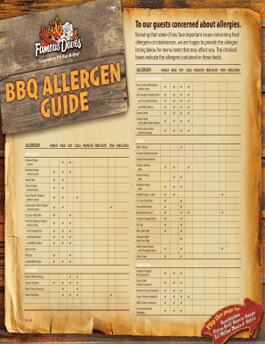 Restaurant Allergen Information Form