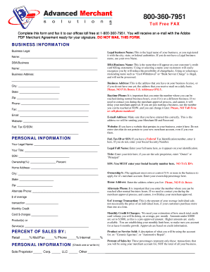 Merchant Account Application Form