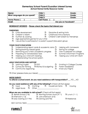 Middle school student interest survey pdf - Elementary School ParentGuardian Interest Survey - oaklandschoolsfoundation