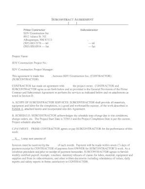 Subcontract Agreement