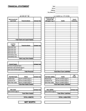 Personal Financial Statement Template