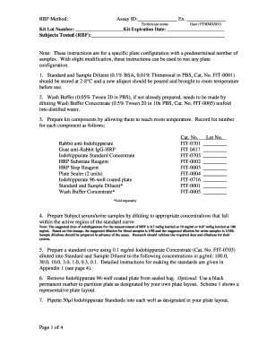 RBF Assay Protocol Form