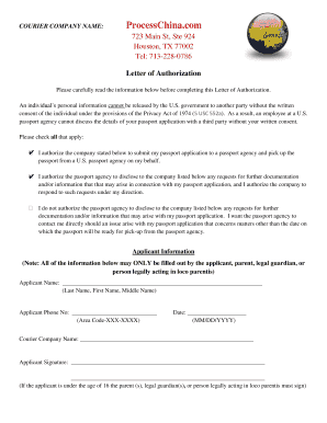 US Passport Application Authorization Letter