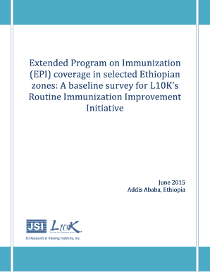 Extended Program on Immunization EPI coverage in selected Ethiopian zones June 2015 Addis Ababa Ethiopia