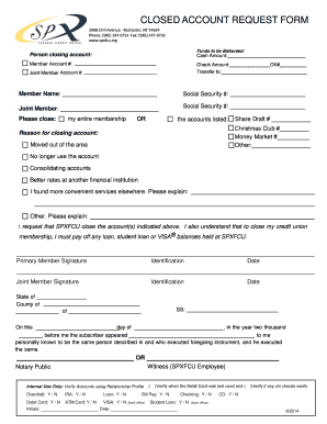 Closed Account Request Form