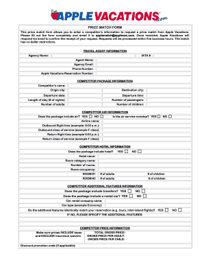 Apple Vacations Price Match Form